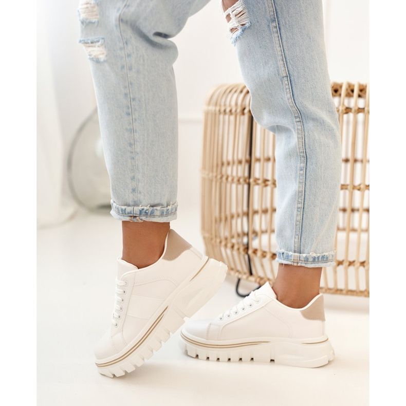 PS1 Sneakers Da Donna Sulla Piattaforma Riri . Bianche E Beige bianca 1
