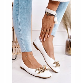 PS1 Eleganti ballerine trapuntate con catena Coco bianca 2