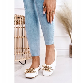 PS1 Eleganti ballerine trapuntate con catena Coco bianca 1
