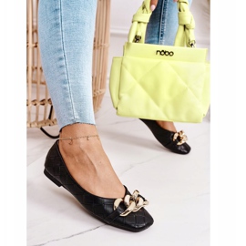 PS1 Eleganti ballerine trapuntate in cocco nero con catena 2