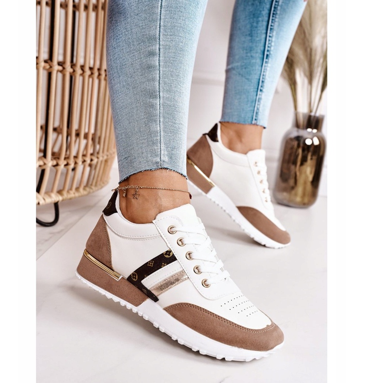 Scarpe sportive da donna Sneakers Bianco-Khaki Lifestyle cachi 1