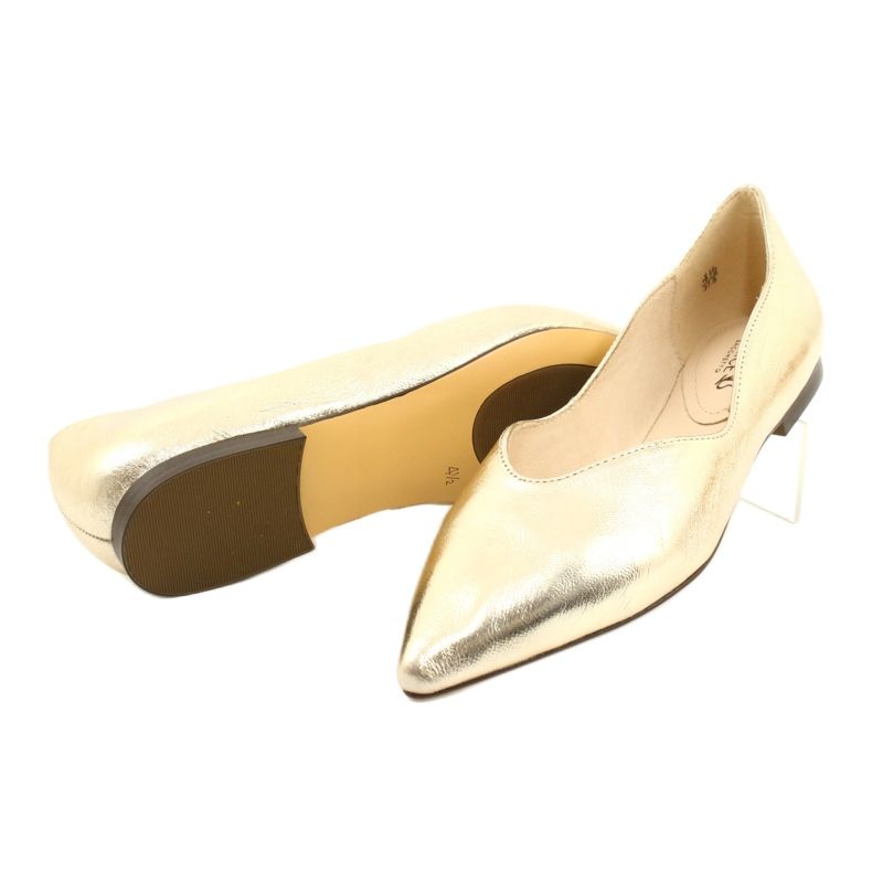 Ballerine signorine da donna in pelle Caprice 24200 Gold d'oro 3