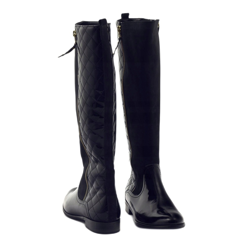 BM Stivali da donna trapuntati in vernice nera 1800 nero 3