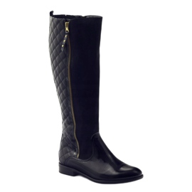 BM Stivali da donna trapuntati in vernice nera 1800 nero 1