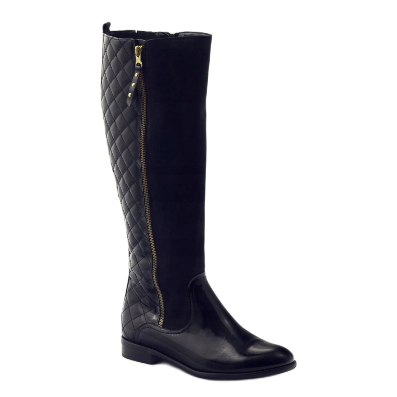 BM Stivali da donna trapuntati in vernice nera 1800 nero 1