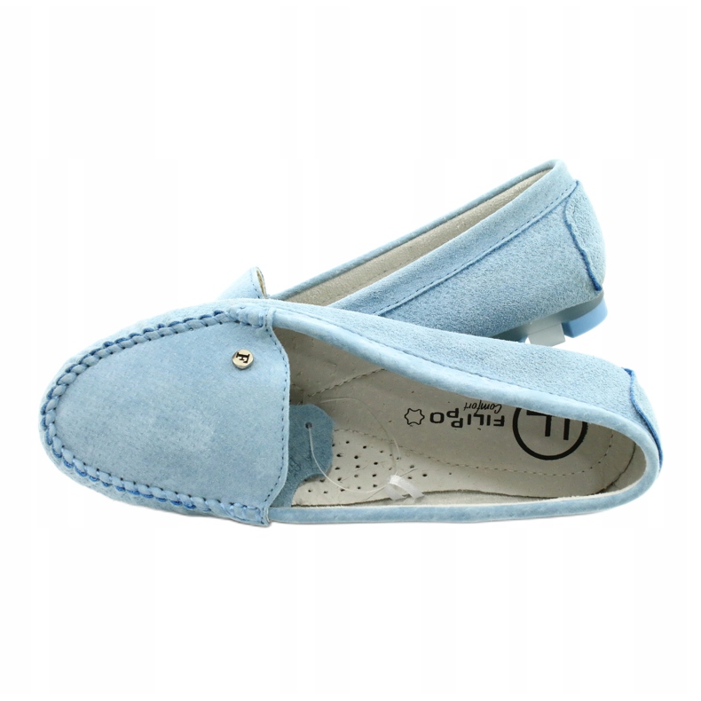Mocassini da donna in pelle Filippo DP2037/22 blu 5