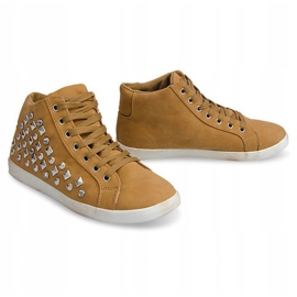 Sneakers alte 8870 cammello con paillettes marrone giallo 1