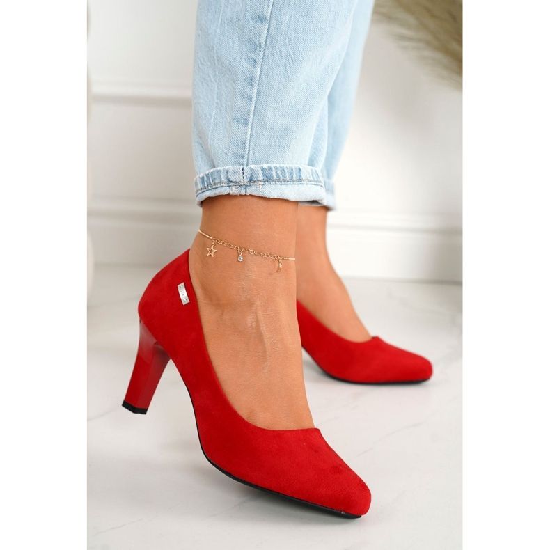 PJ1 Décolleté classiche su tacco Eleanor in pelle scamosciata rossa rosso 2