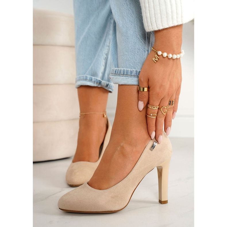 PJ1 Décolleté classiche su barra in camoscio beige Eliana 1