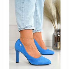 PJ1 Décolleté classiche con tacco in camoscio blu Eliana 1