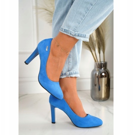 PJ1 Décolleté classiche con tacco in camoscio blu Eliana 2