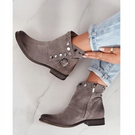 Stivali da donna in pelle scamosciata con fibbia Exquisite 1198 Cappuccino marrone 1