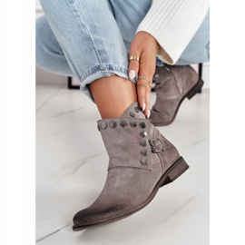 Stivali da donna in pelle scamosciata con fibbia Exquisite 1198 Cappuccino marrone 2
