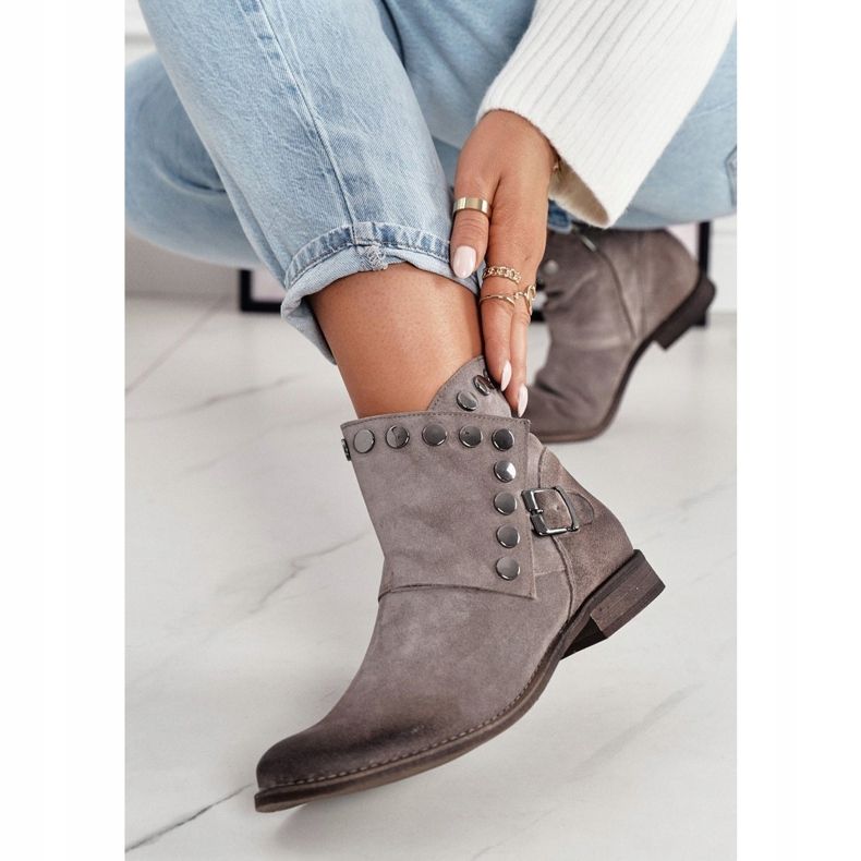 Stivali da donna in pelle scamosciata con fibbia Exquisite 1198 Cappuccino marrone 2