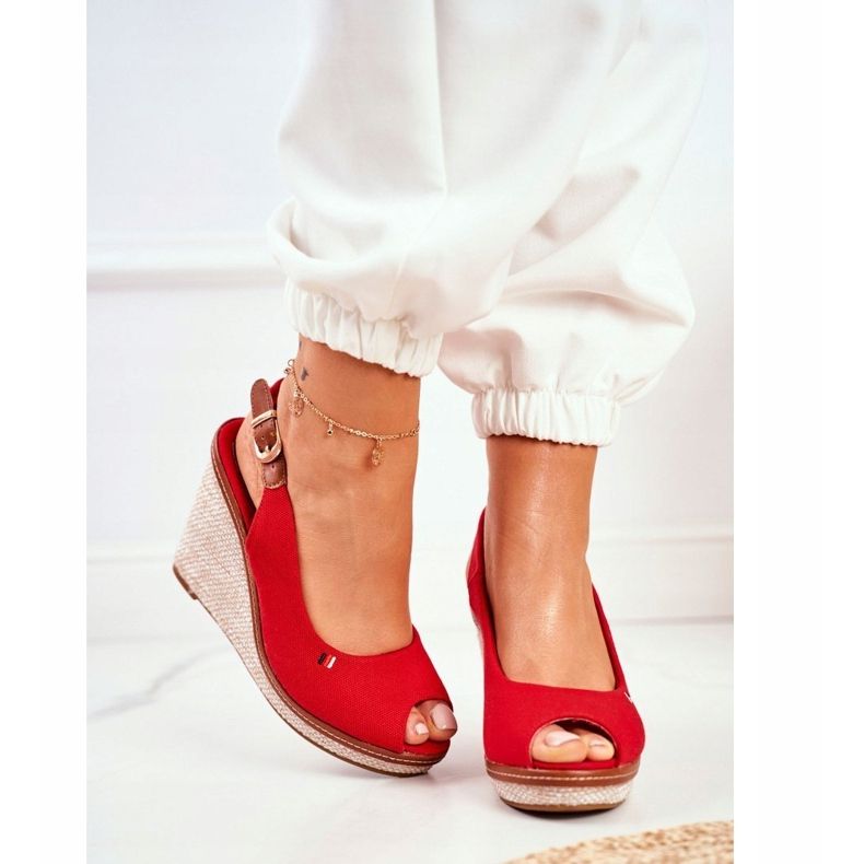 PS1 Sandali con zeppa intrecciati rossi Tommy rosso 2