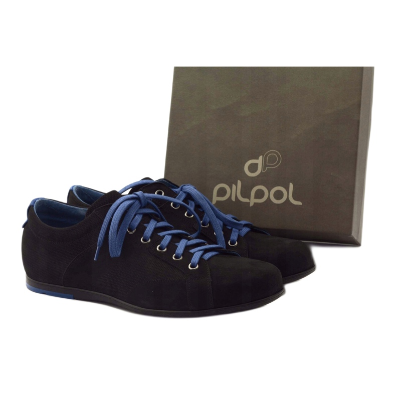 Scarpe sportive da uomo nere Pilpol C191 nero blu 4