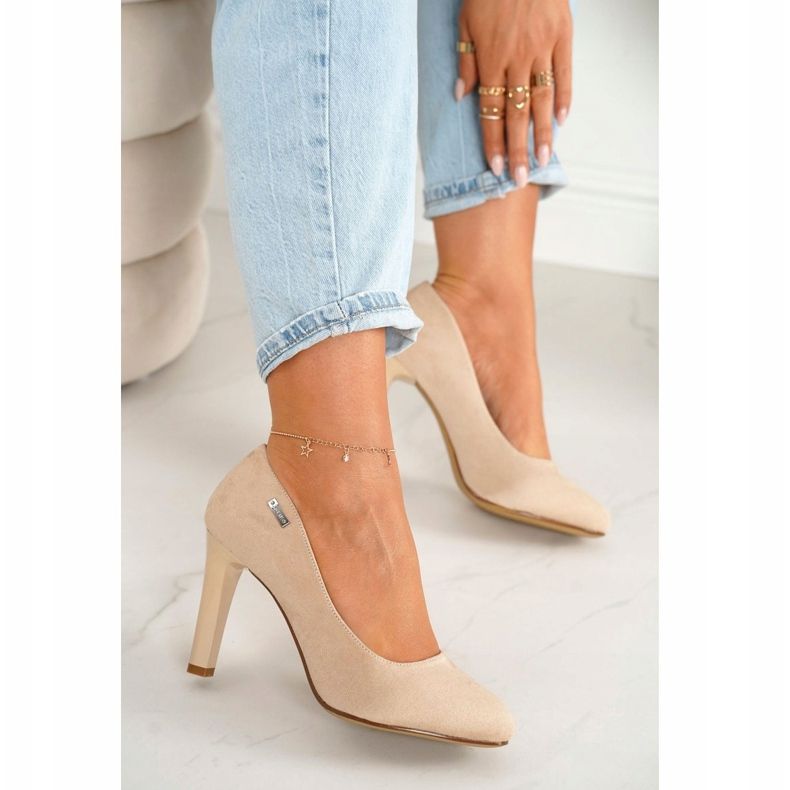 PJ1 Décolleté classiche su barra in camoscio beige Eliana 2