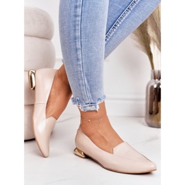Mocassini da donna con tacco dorati Laura Messi 2013 Beige 2