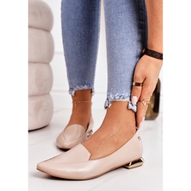 Mocassini da donna con tacco dorati Laura Messi 2013 Beige 1