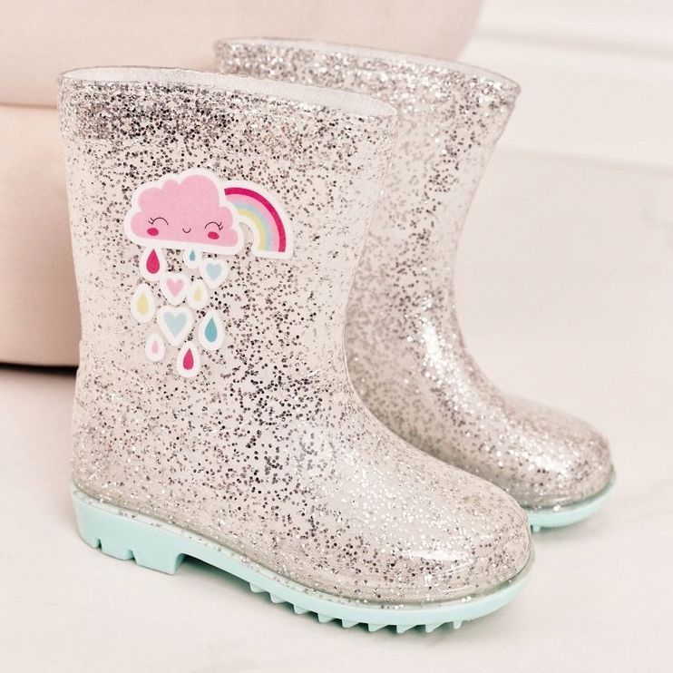 Galosce di broccato per bambini con nuvola d'argento beige 1