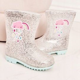 Galosce di broccato per bambini con nuvola d'argento beige 2