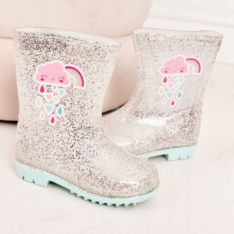 Galosce di broccato per bambini con nuvola d'argento beige 2