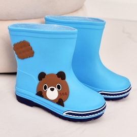 Stivali da pioggia per bambini con orsacchiotto azzurro blu 2