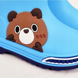 Stivali da pioggia per bambini con orsacchiotto azzurro blu 1