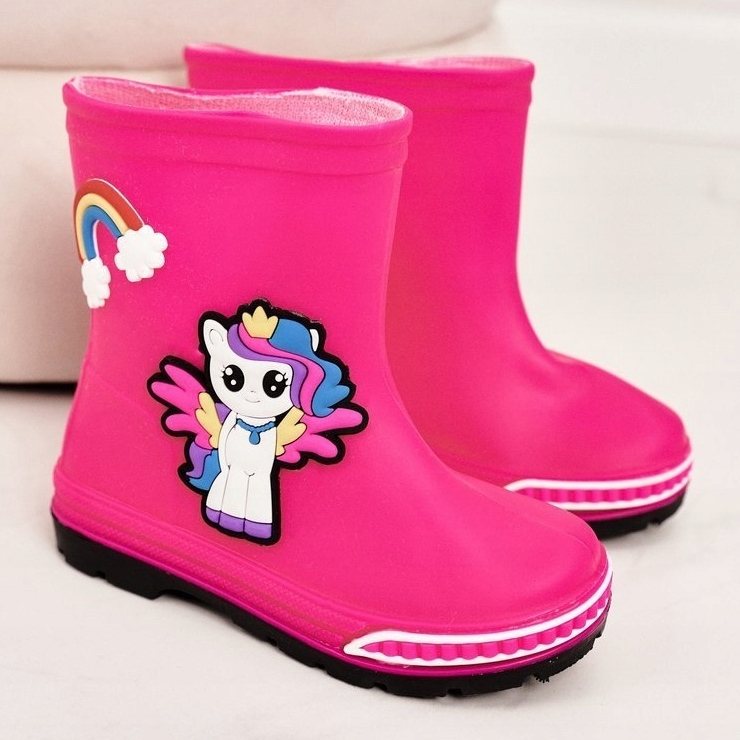 Galosce per bambini con pony fucsia rosa 1