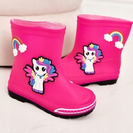 Galosce per bambini con pony fucsia rosa 2