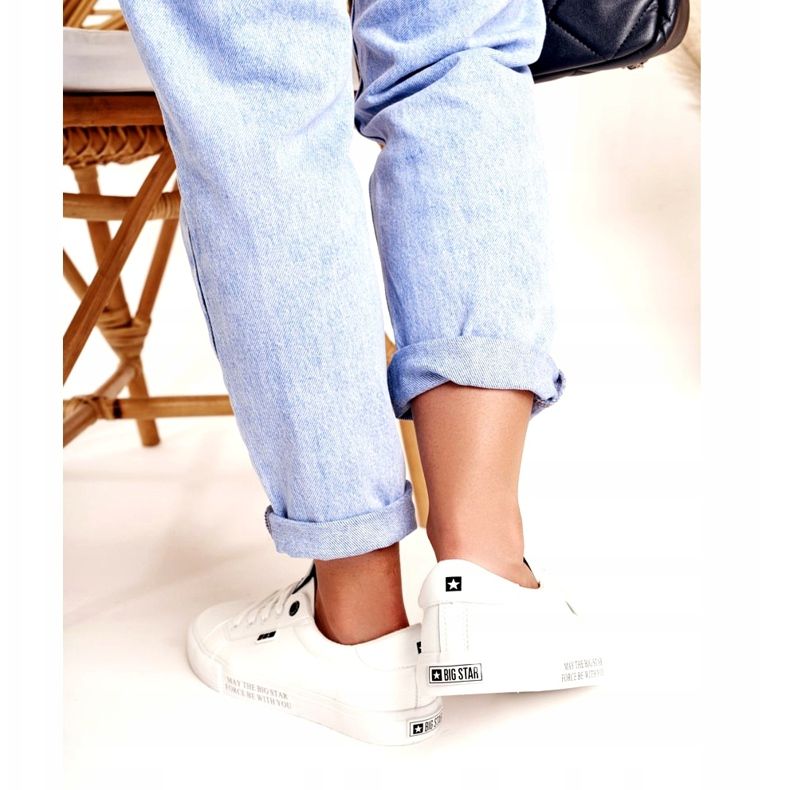 Sneakers da donna in pelle con la scritta Big Star EE274316 White bianca nero 3