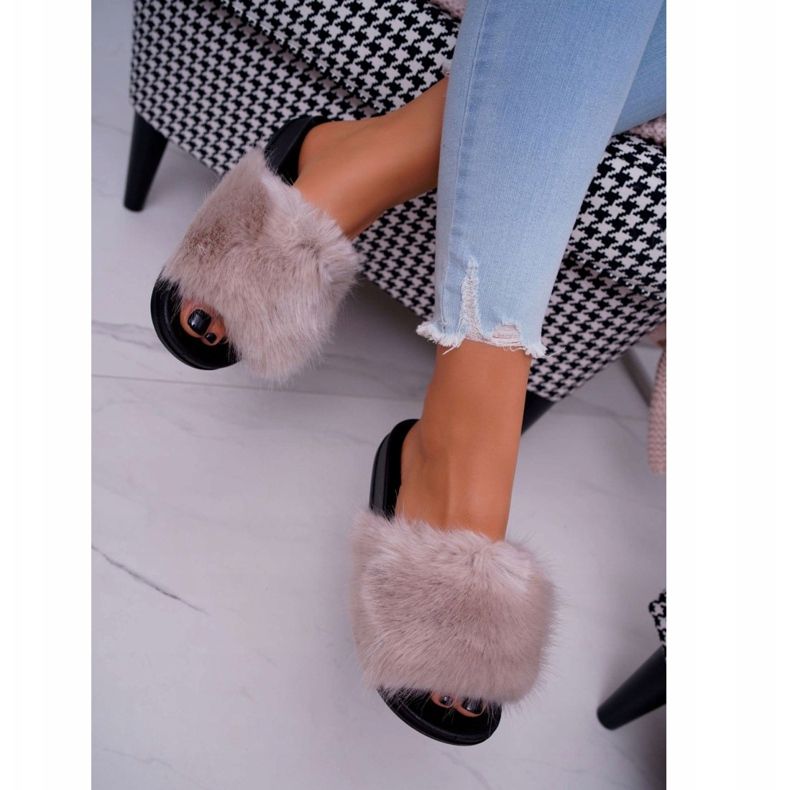 SEA Pantofole Beige da Donna con Pelliccia NiceFur grigio 2
