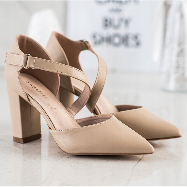 Sabatina Décolleté Beige Con Ecopelle 1