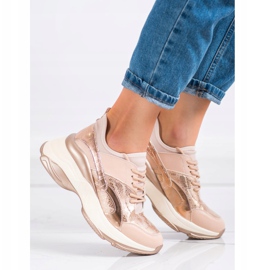 Bestelle Sneakers alla moda sulla piattaforma rosa d'oro 1