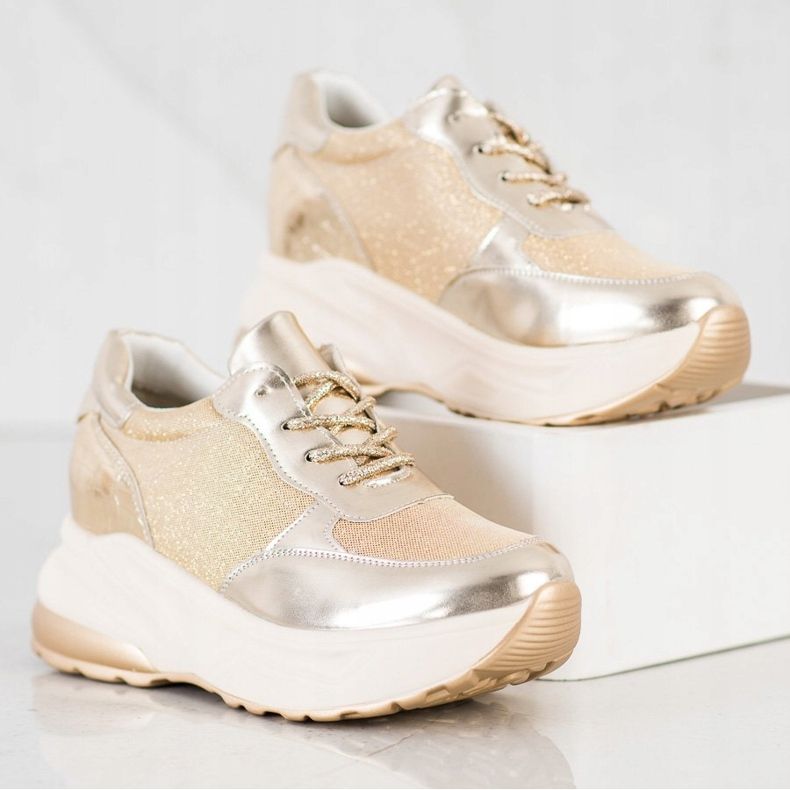 Bestelle Sneakers Dorate Con Glitter beige d'oro 1