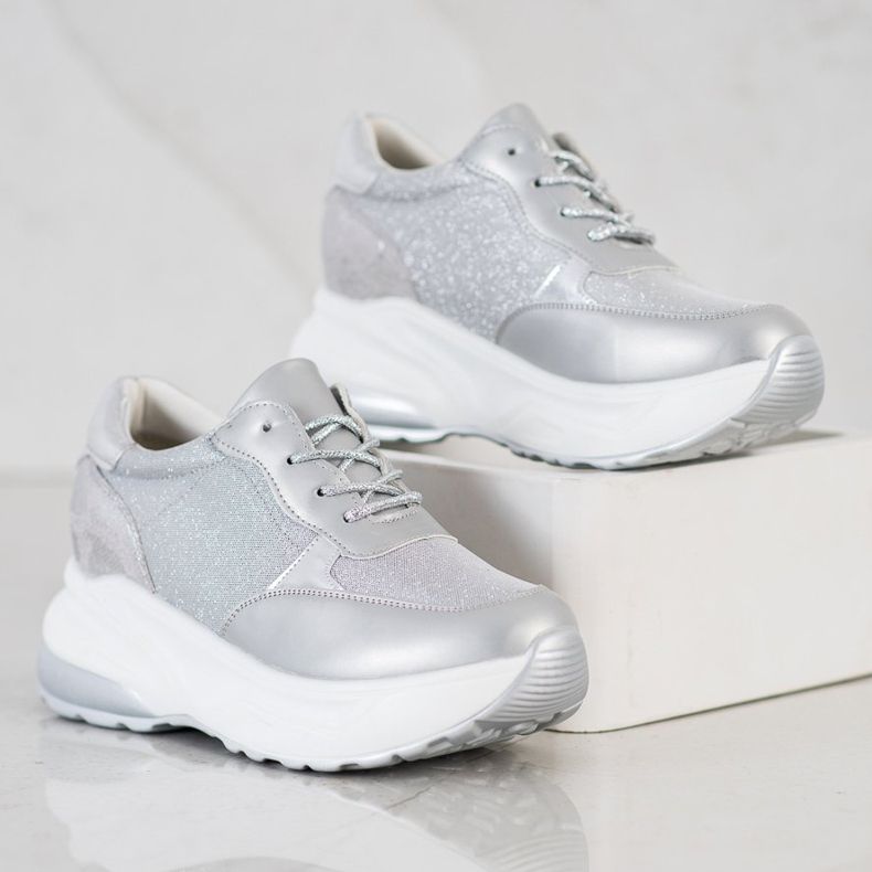 Bestelle Sneakers Argento Con Glitter d'argento grigio 1