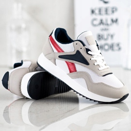 SHELOVET Scarpe sportive con rete bianco rosso grigio 1
