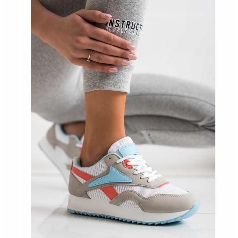 SHELOVET Scarpe sportive con rete bianca blu arancia grigio 1