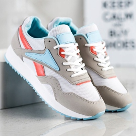 SHELOVET Scarpe sportive con rete bianca blu arancia grigio 2