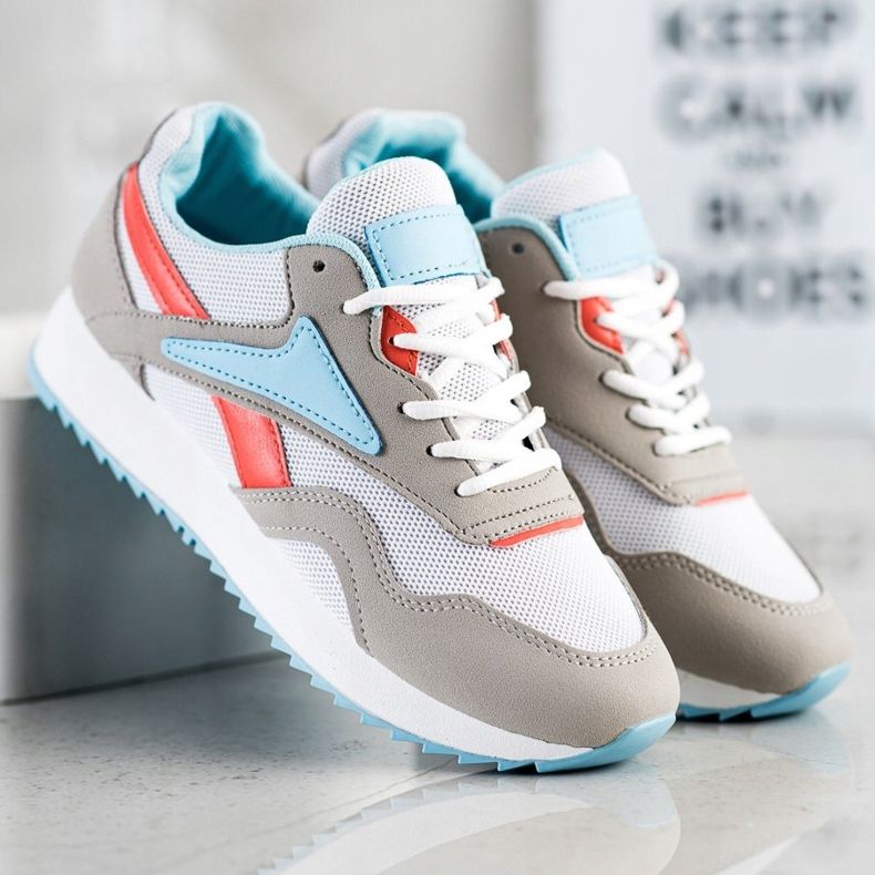 SHELOVET Scarpe sportive con rete bianco blu arancia grigio 2