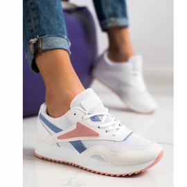SHELOVET Scarpe sportive con rete bianca blu rosa 1