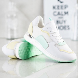 SHELOVET Scarpe da ginnastica leggere ed eleganti bianco verde giallo 1