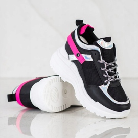 Marquiz Scarpe da ginnastica con zeppa nero rosa 1