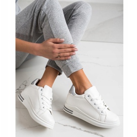 Diamantique Sneakers Con Zeppa Con Glitter bianca d'argento 2