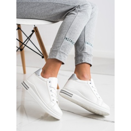 Diamantique Sneakers Con Zeppa Con Glitter bianca d'argento 1
