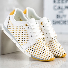Kylie Sneakers traforate bianche e gialle bianco giallo 1