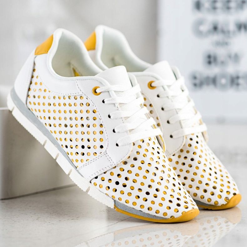Kylie Sneakers traforate bianche e gialle bianca giallo 1