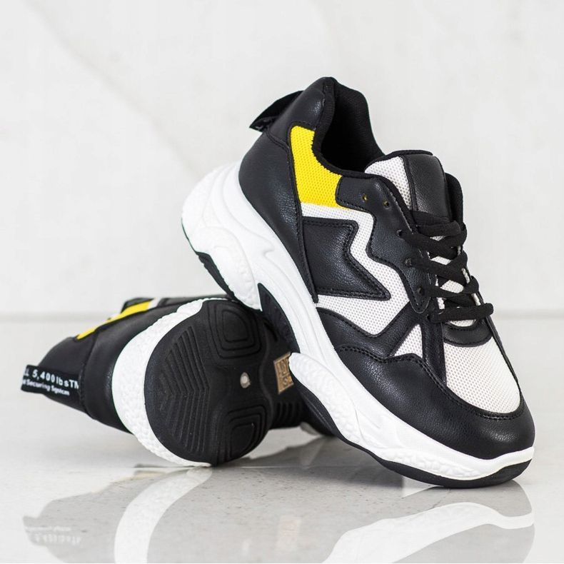 Fashion Scarpe da ginnastica comode bianca nero giallo 1