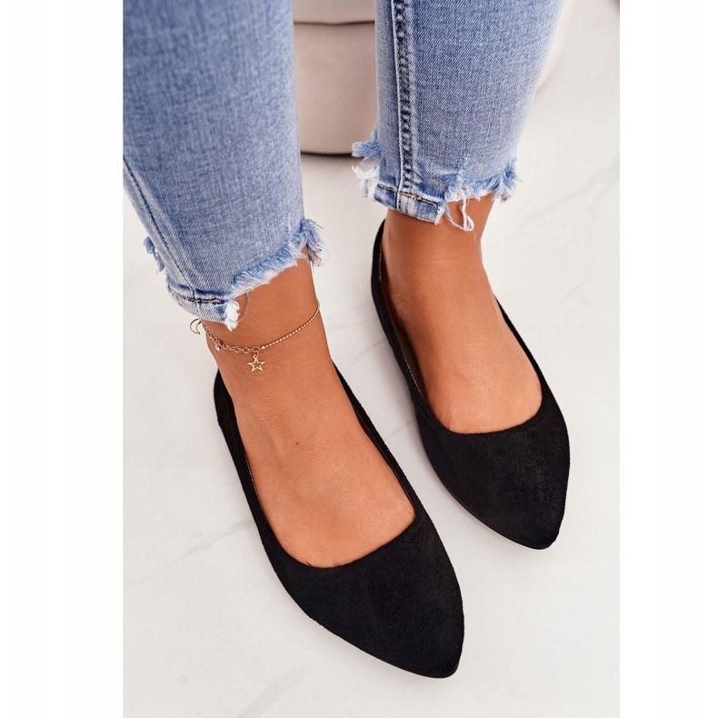 PS1 Delicata Ballerina In Pelle Scamosciata Nera Spitz Dermeno nero 2