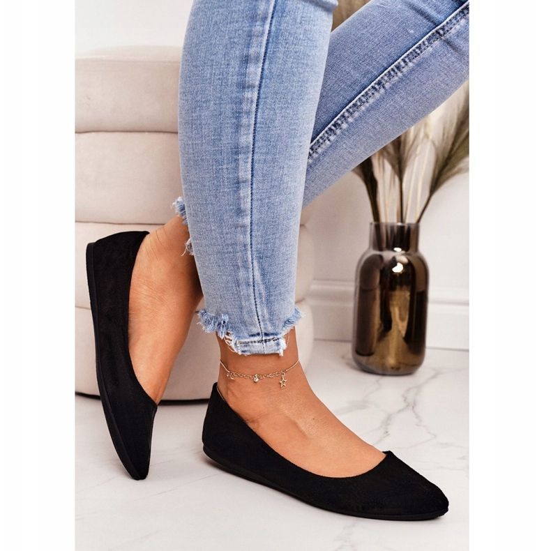 PS1 Delicata Ballerina In Pelle Scamosciata Nera Spitz Dermeno nero 1